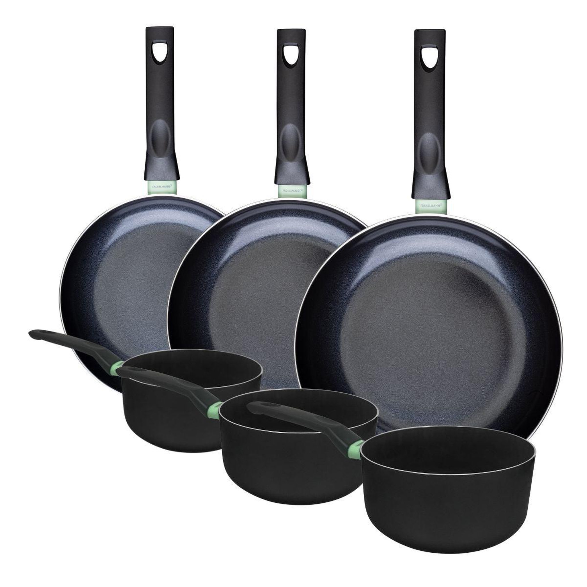 Fackelmann Ensemble de 3 poêles de 24, 28 et 30 cm et 3 casseroles 16, 18 et 20 cm fackelmann brandao
