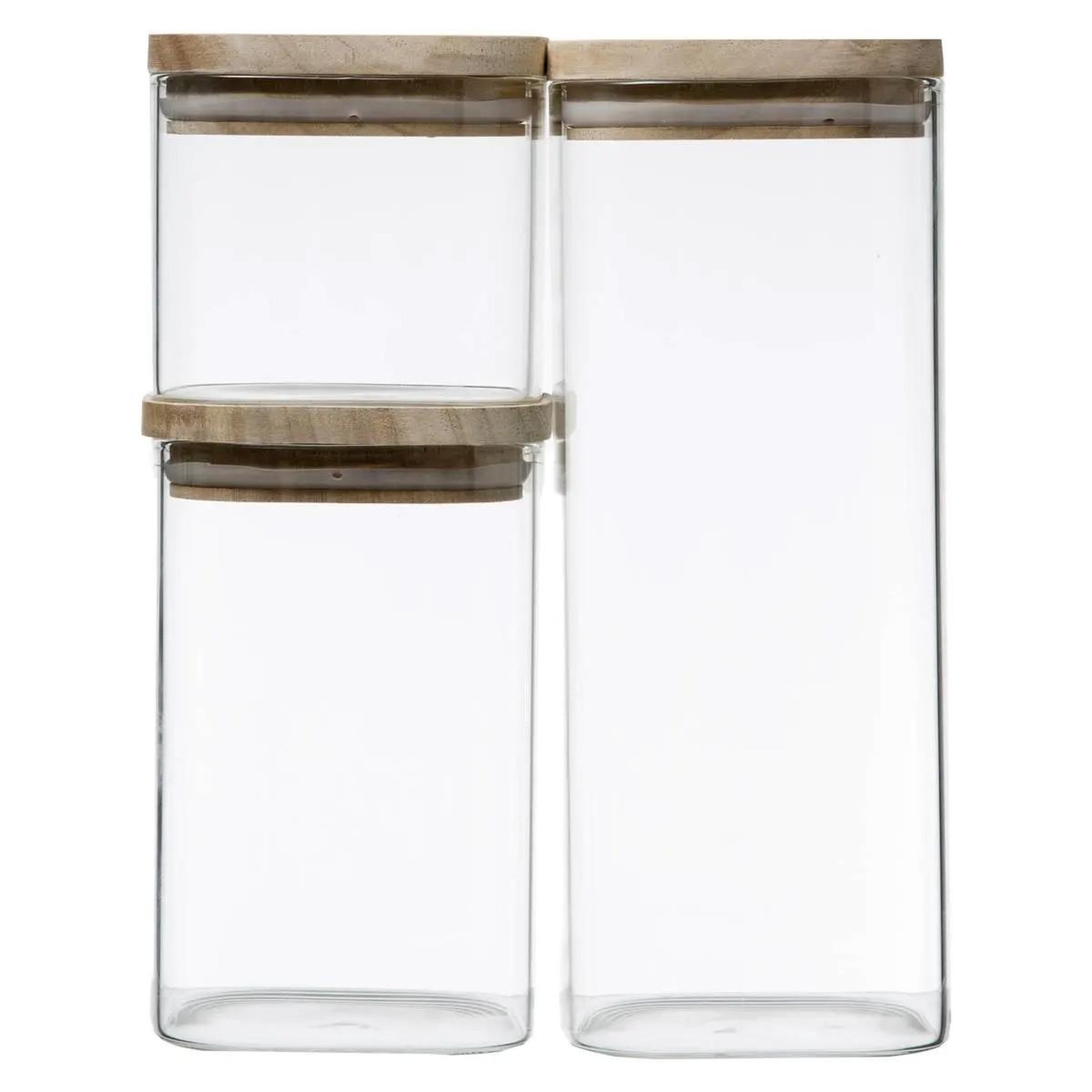 Voir la diapositive 2 : FIVE Lot de 3 bocaux  empilables  24cm transparent