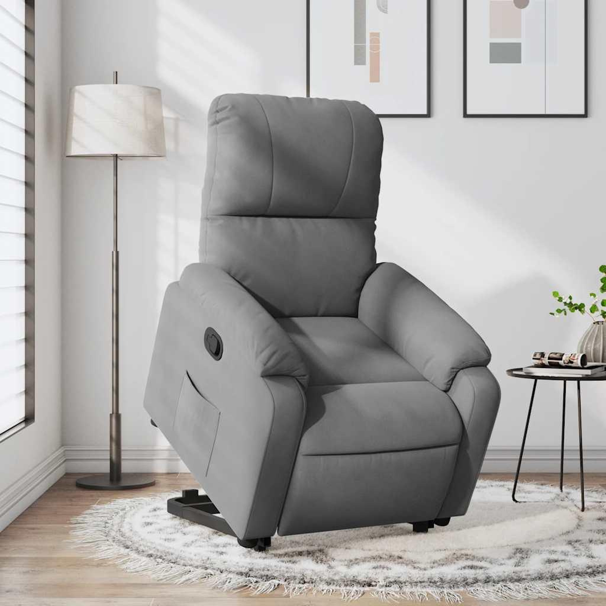 Voir la diapositive 5 : VIDAXL Fauteuil inclinable gris fonce tissu microfibre