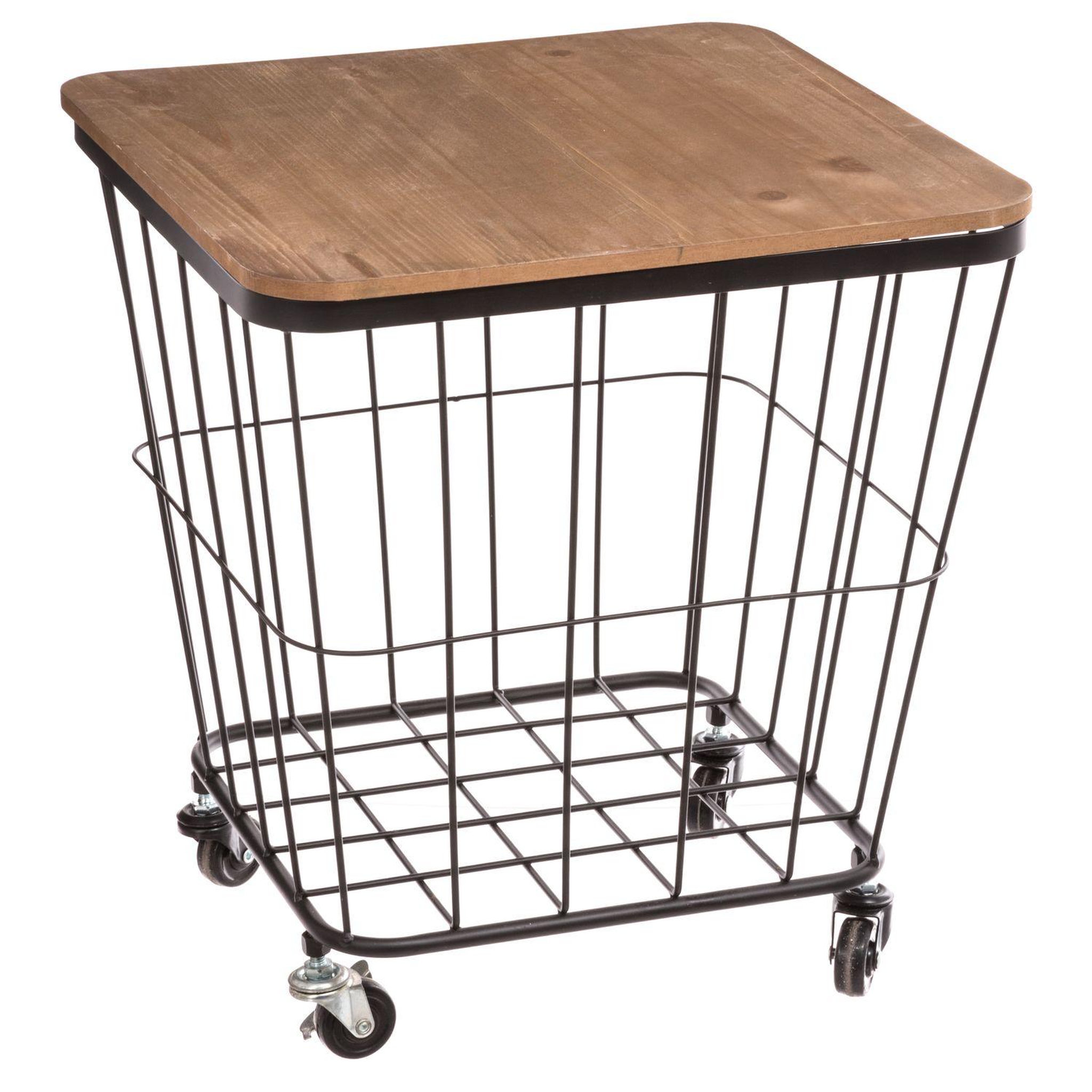 ATMOSPHERA Table coffre industriel jordi - 39 x h. 43 cm - marron