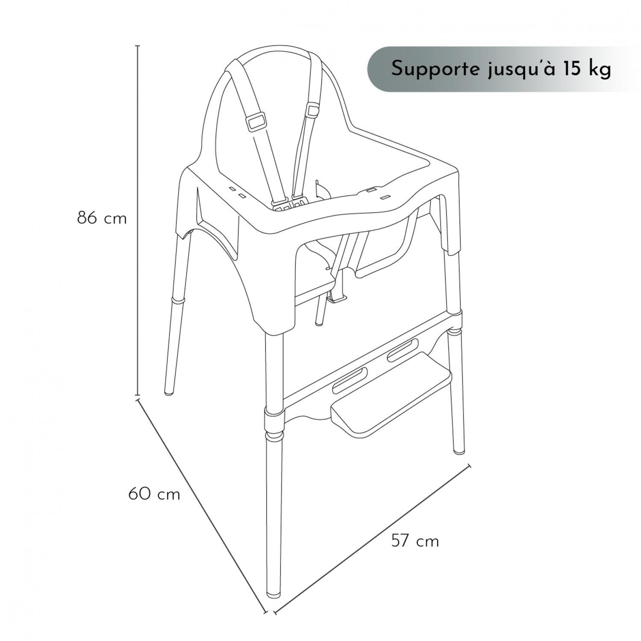 Voir la diapositive 2 : Monsieur Bébé Chaise haute bébé réglable hauteur et tablette