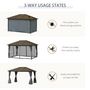 Voir la diapositive 6 : OUTSUNNY Pavillon de jardin tonnelle rigide dim. 4L x 3l x 2,65H m 4 parois latérales anti-UV gris 4 moustiquaires zippées alu. métal polycarbonate noir brun