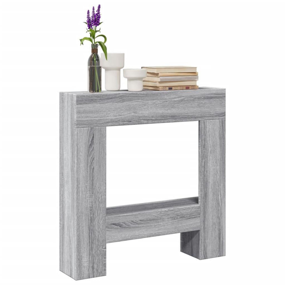 VIDAXL Cadre de cheminee sonoma gris 81x18x82 cm bois d'ingenierie