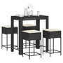 Voir la diapositive 1 : VIDAXL Ensemble de bar de jardin 5 pcs avec coussins noir poly rotin