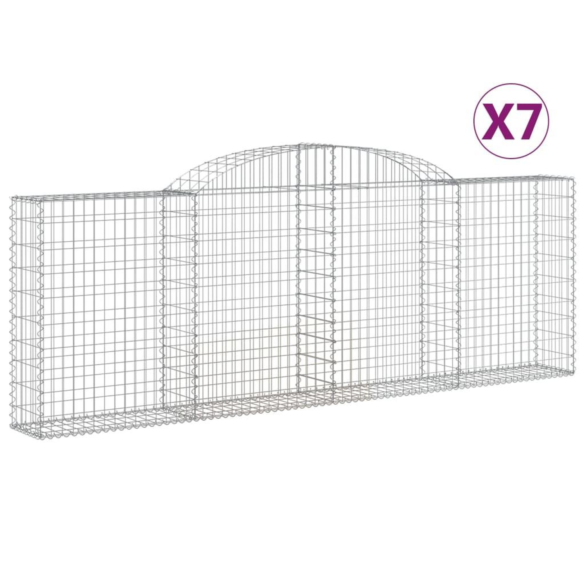 Voir la diapositive 2 : VIDAXL Paniers a gabions arques 7 pcs 300x30x100/120 cm fer galvanise