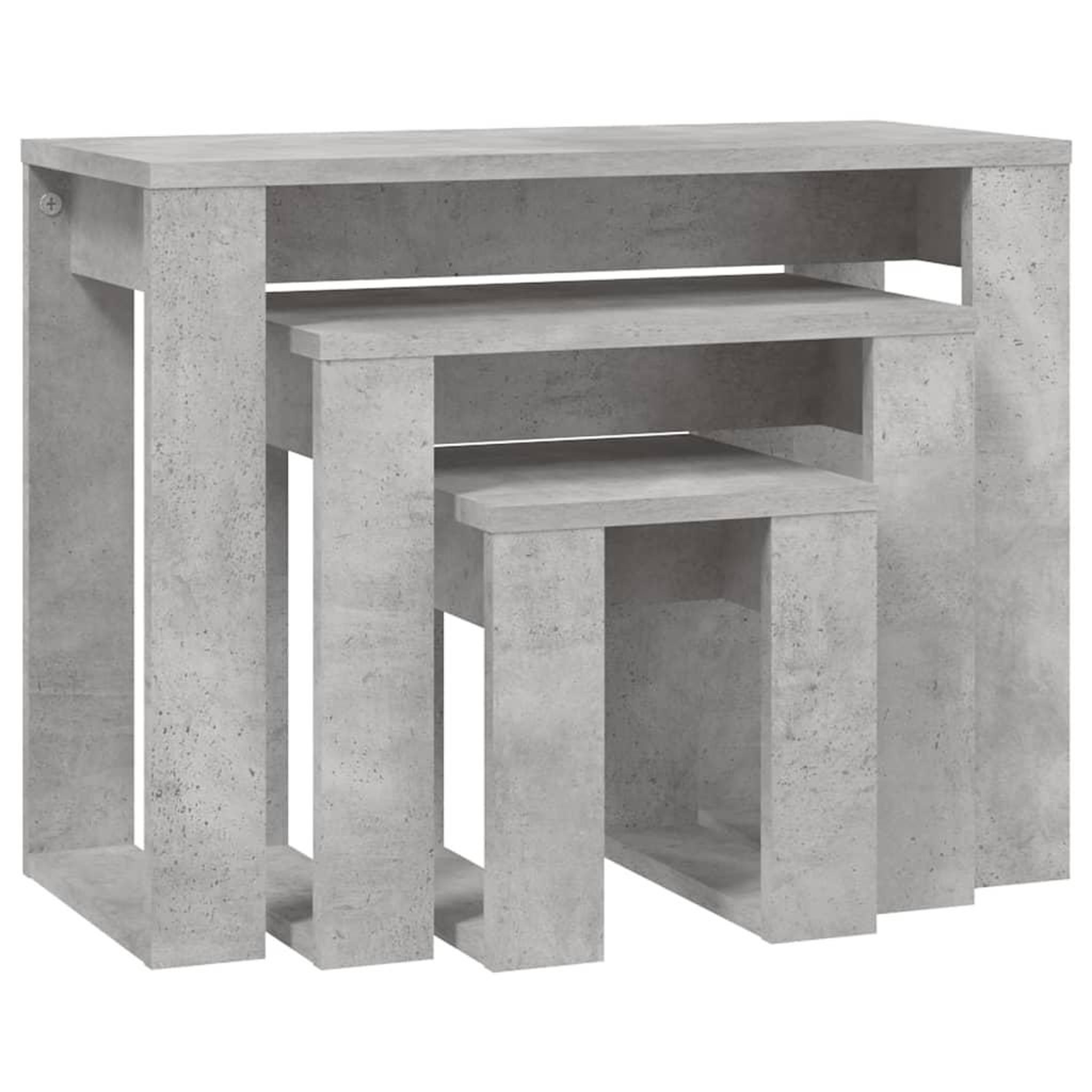 Voir la diapositive 2 : VIDAXL Tables gigognes 3 pcs Gris beton Bois d'ingenierie