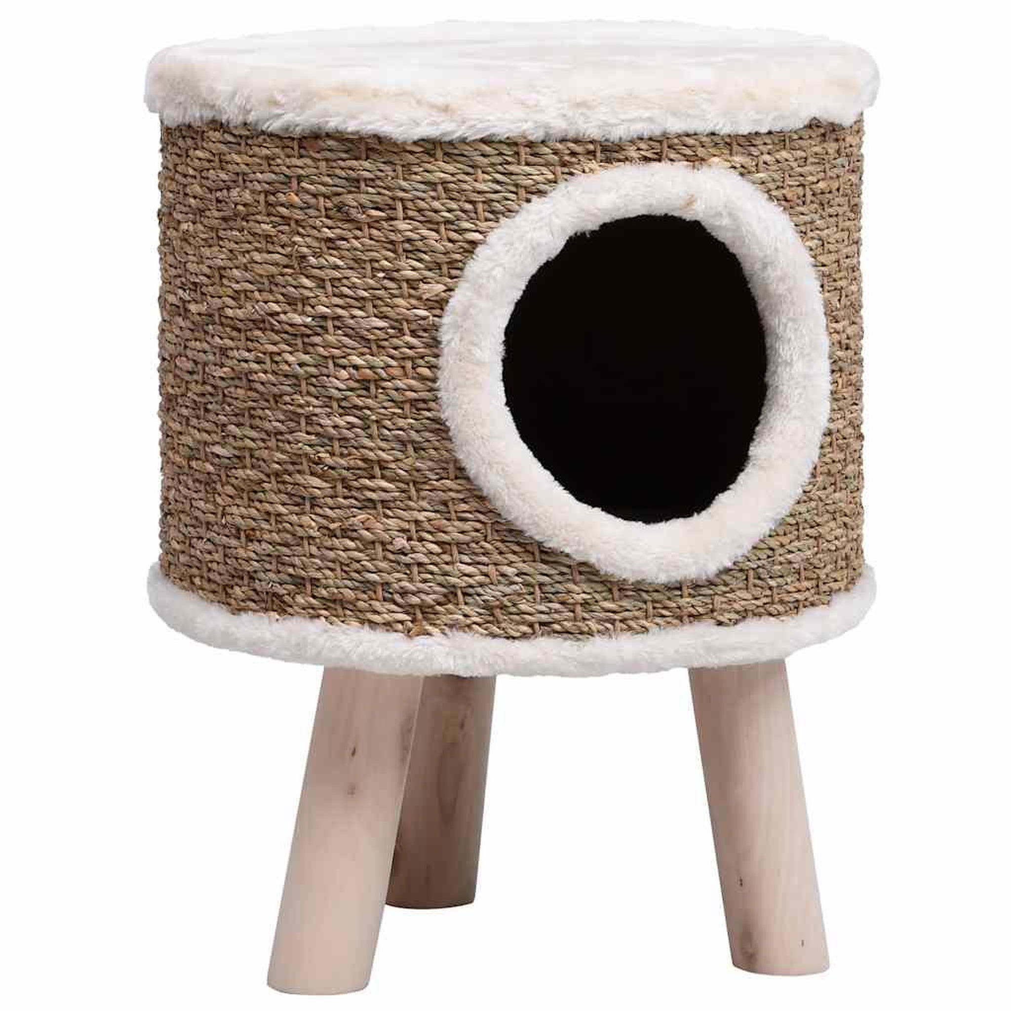 Voir la diapositive 2 : VIDAXL Maison pour chat avec pieds en bois 41 cm herbiers marins