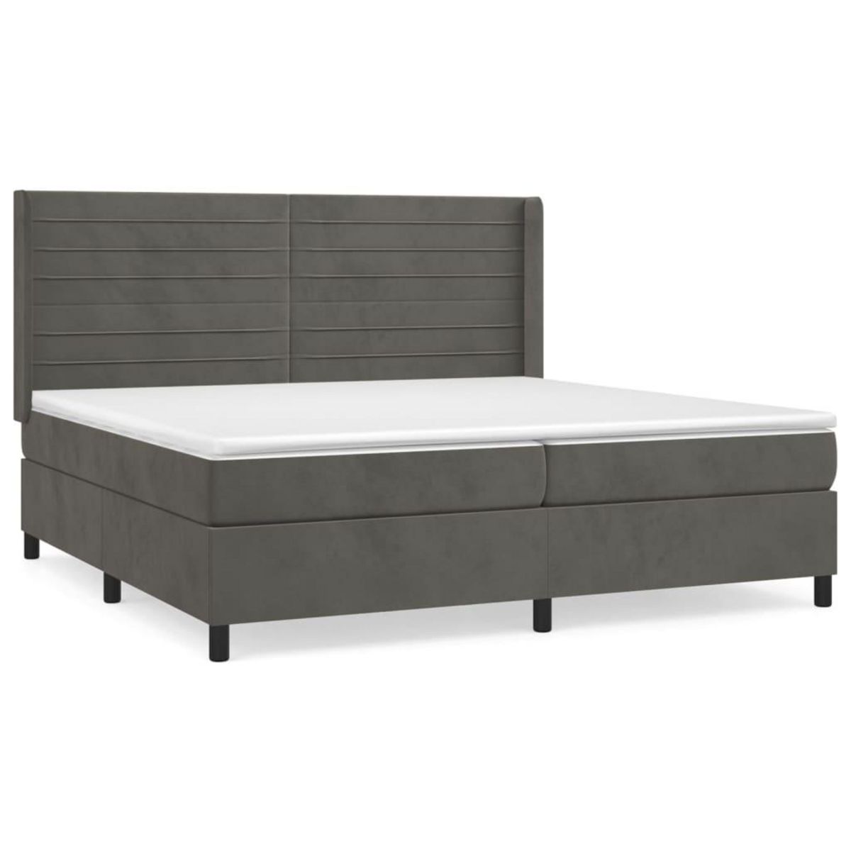 VIDAXL Sommier a lattes de lit et matelas Gris fonce 200x200cm Velours