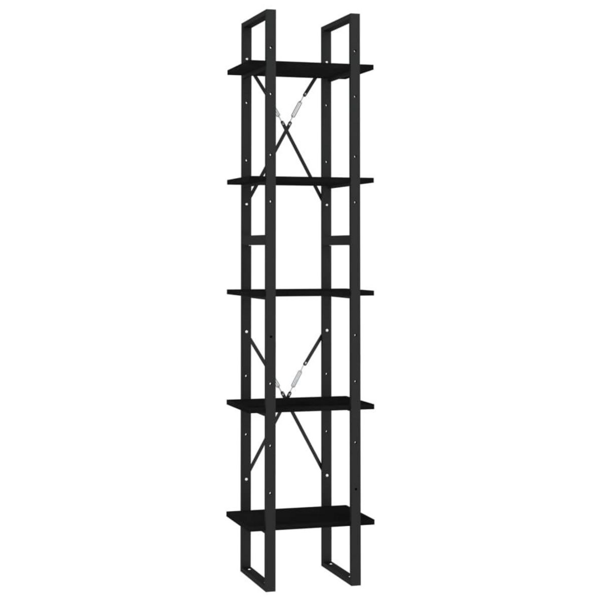 VIDAXL Bibliotheque a 5 niveaux Noir 40x30x175 cm Bois de pin