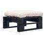 Voir la diapositive 3 : VIDAXL Repose-pied palette de jardin et coussin sable Bois noir