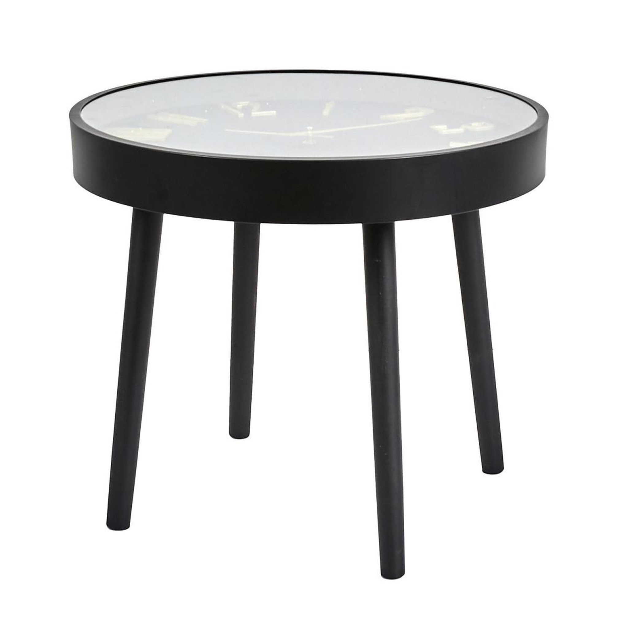 Voir la diapositive 2 : The Home Deco Factory Table d'Appoint Horloge  Lounge  50cm Noir