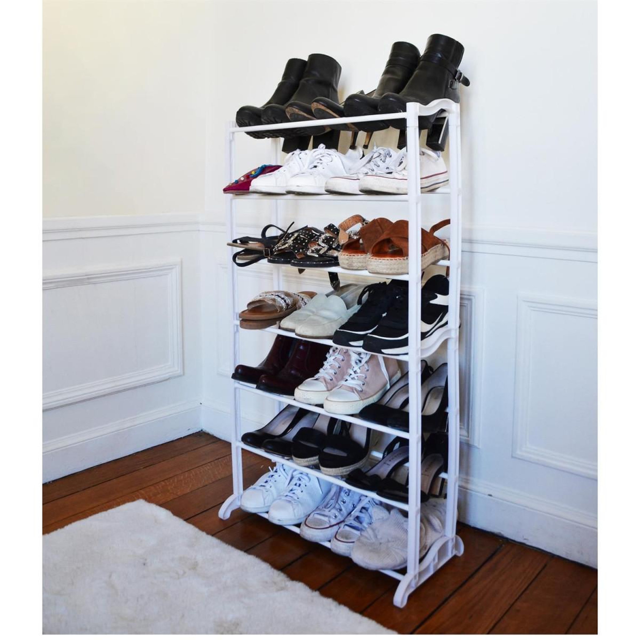 Voir la diapositive 2 : Je cherche une idee Étagère à chaussures  21 paires  96cm blanc
