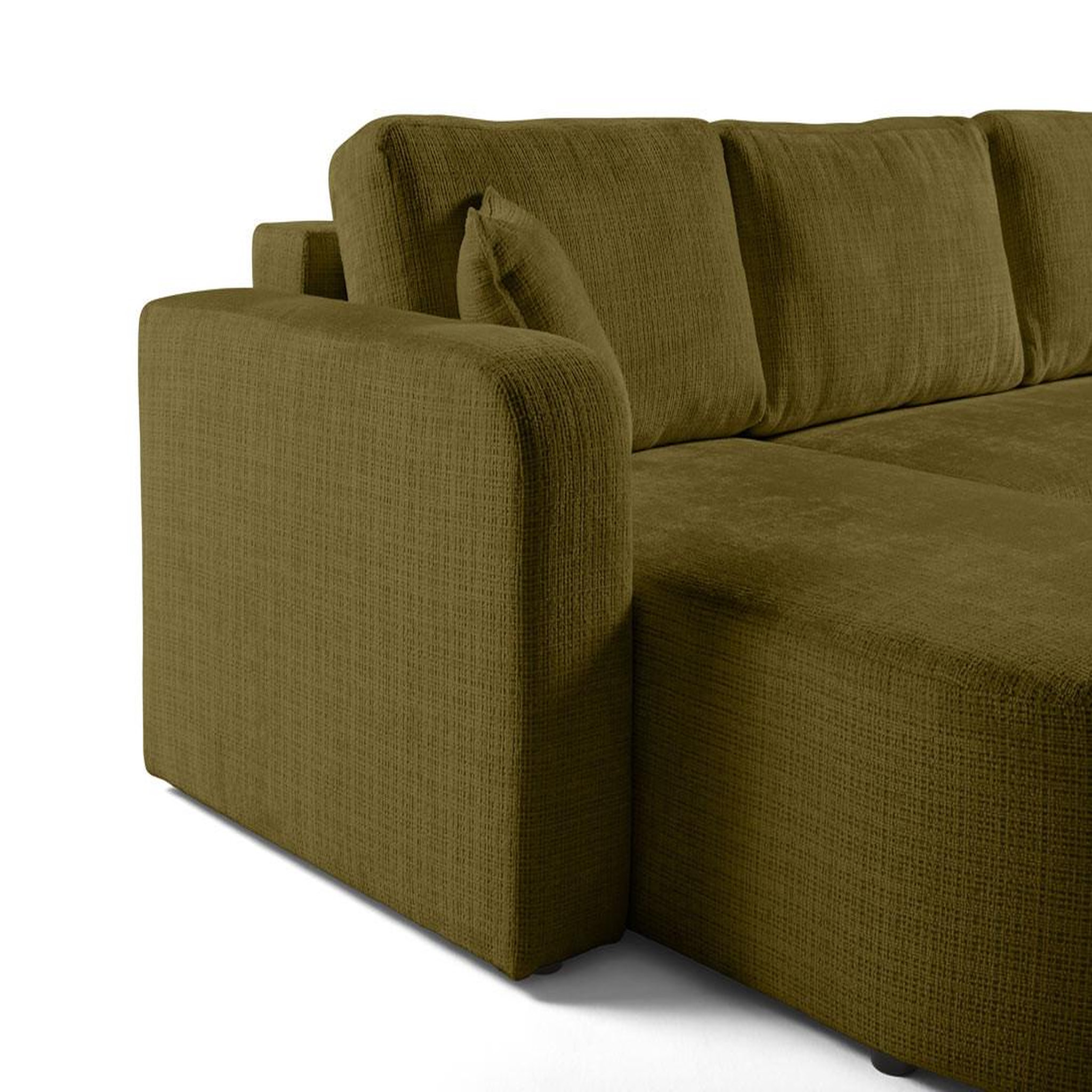 Voir la diapositive 5 : BEST MOBILIER Miro - canapé panoramique en u 7 places - convertible avec coffre - en velours texturé