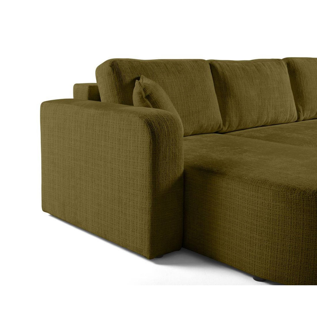 BEST MOBILIER Miro - canapé panoramique en u 7 places - convertible avec coffre - en velours texturé