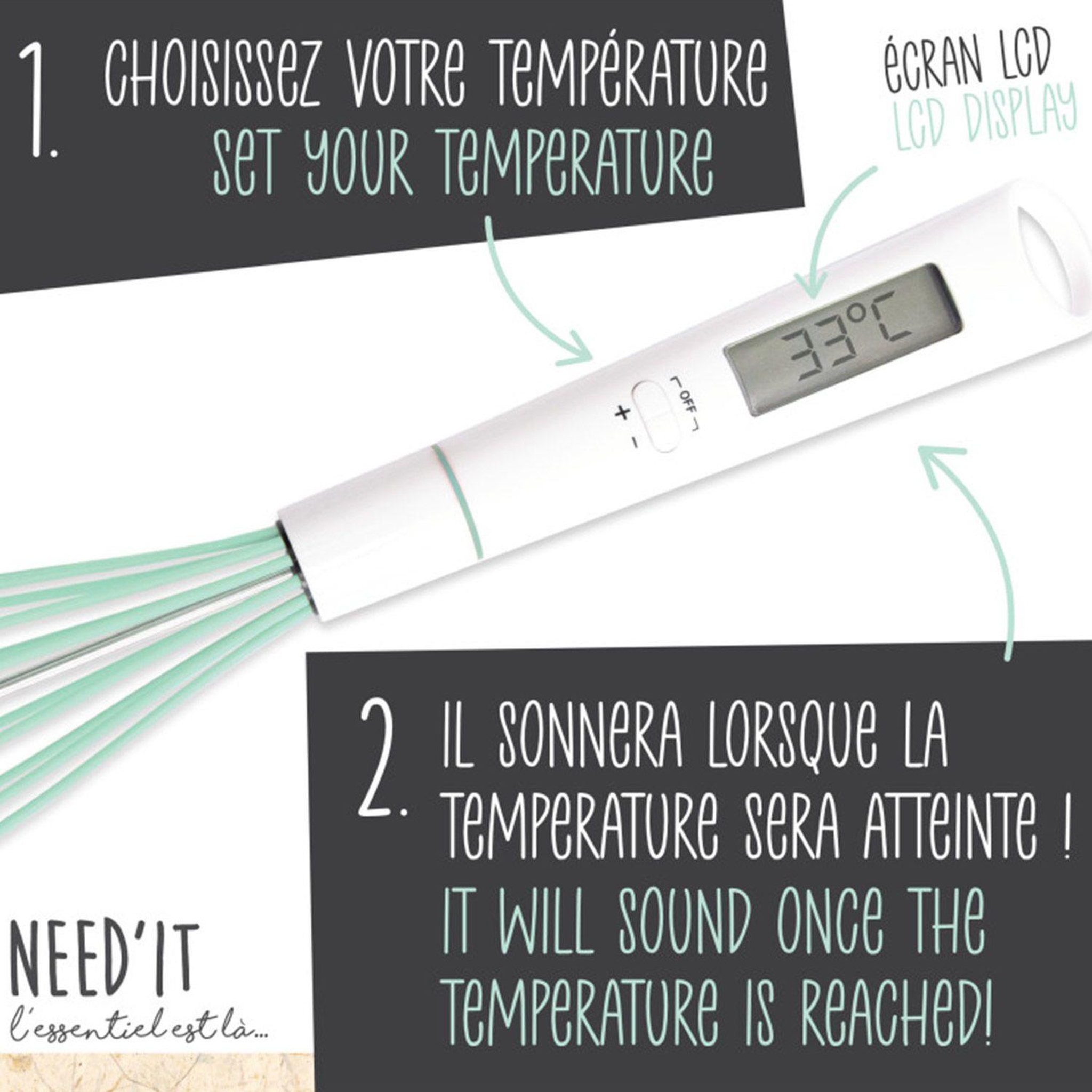 Voir la diapositive 5 : SCRAPCOOKING Fouet et thermomètre 2 en 1 pour pâtisserie