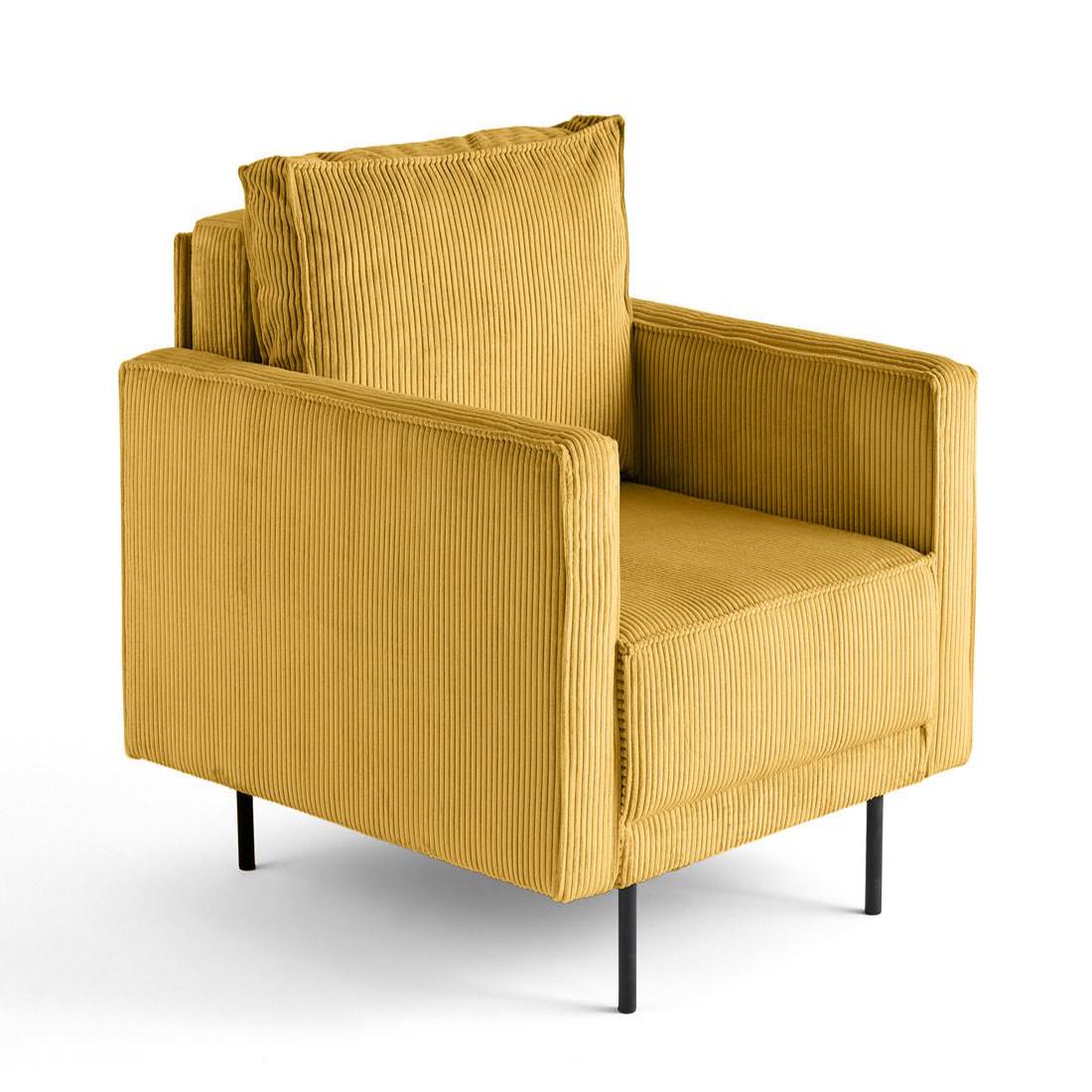 Voir la diapositive 2 : LISA DESIGN Charlie - fauteuil - pieds hauts - en velours côtelé