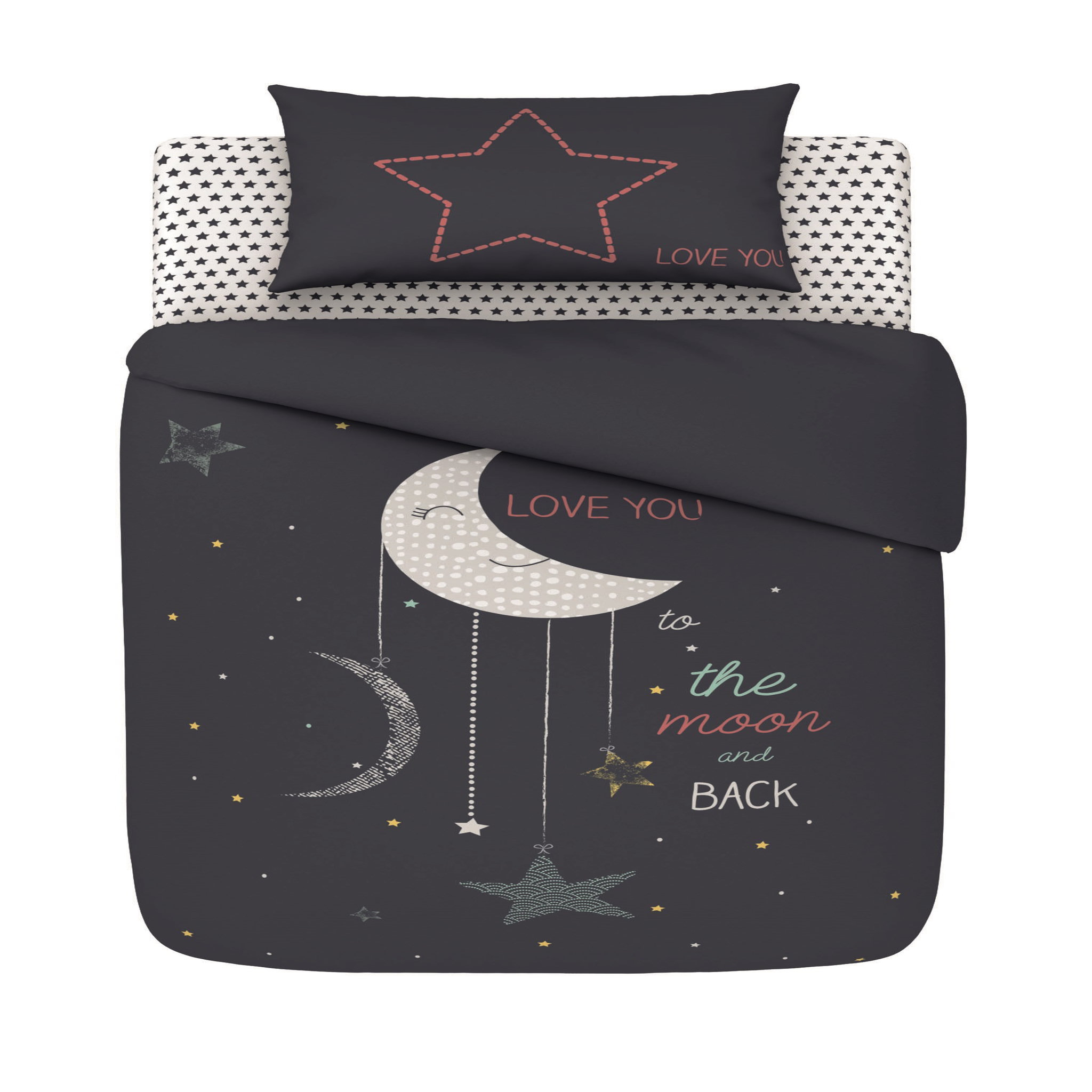 AUCHAN BABY Parure de lit bébé complète thème nuit garçon 60x120cm