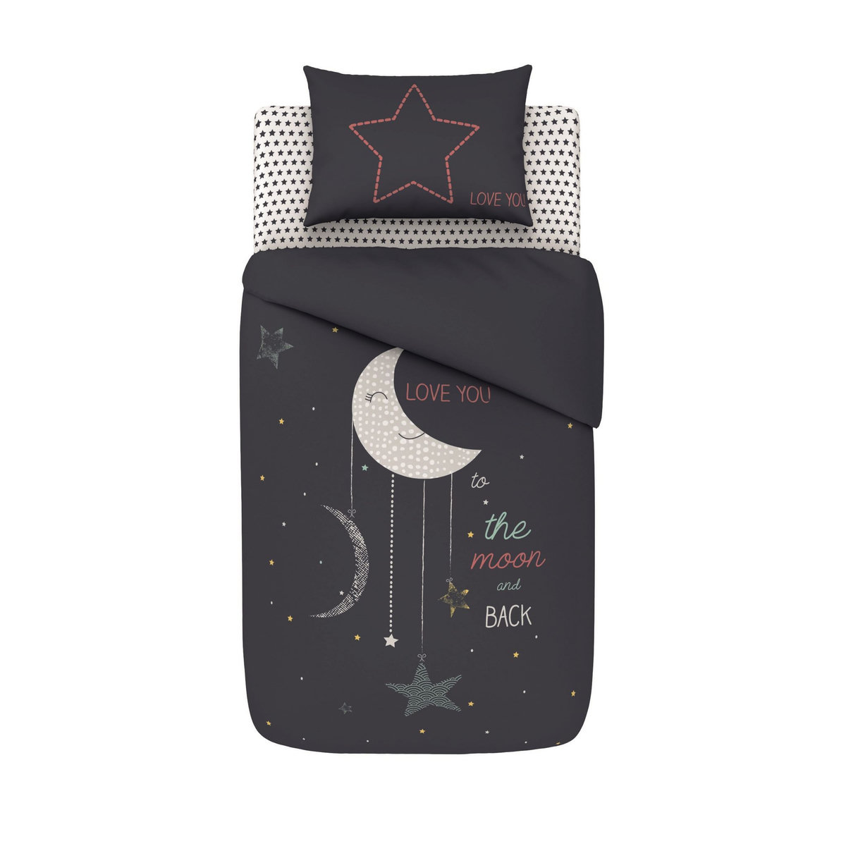 AUCHAN BABY Parure de lit bébé complète thème nuit garçon 60x120cm