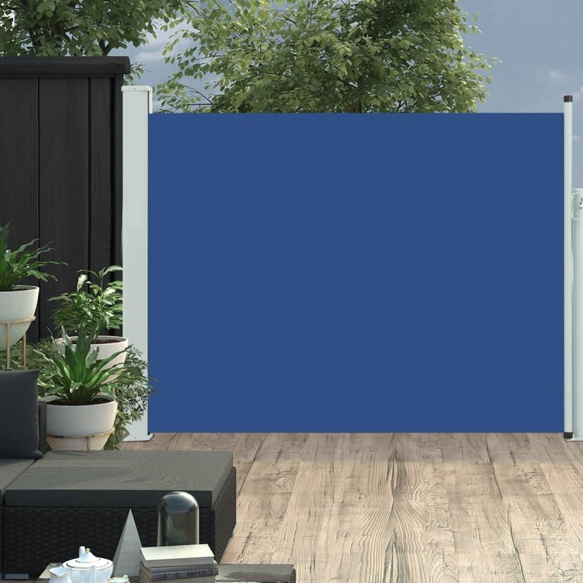 VIDAXL Auvent lateral retractable de patio 140x500 cm Bleu