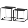 Voir la diapositive 5 : ID MARKET Lot de 2 tables basses gigognes DAVIS 40/45 en métal noir mat design industriel