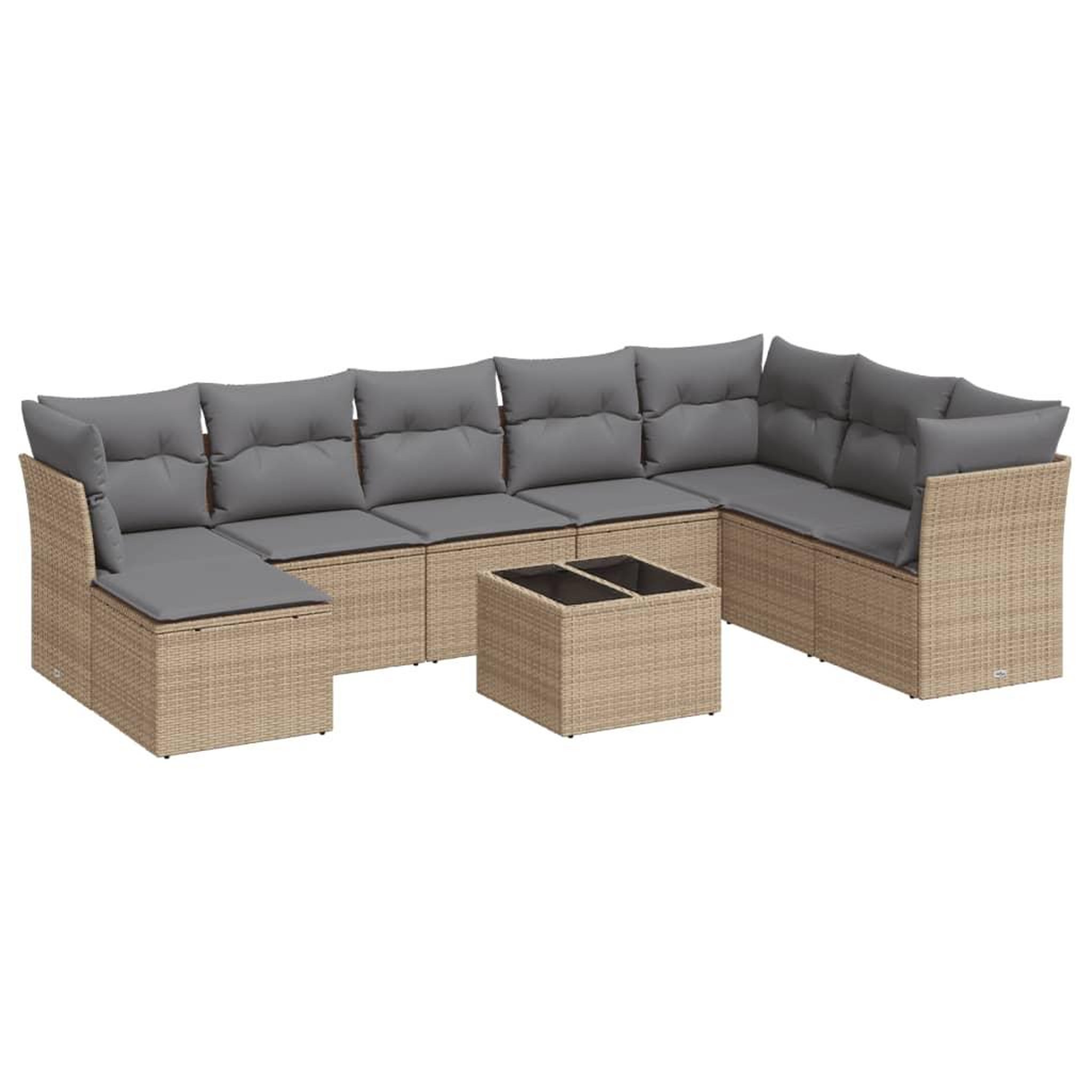 Voir la diapositive 2 : VIDAXL Salon de jardin avec coussins 9 pcs beige resine tressee