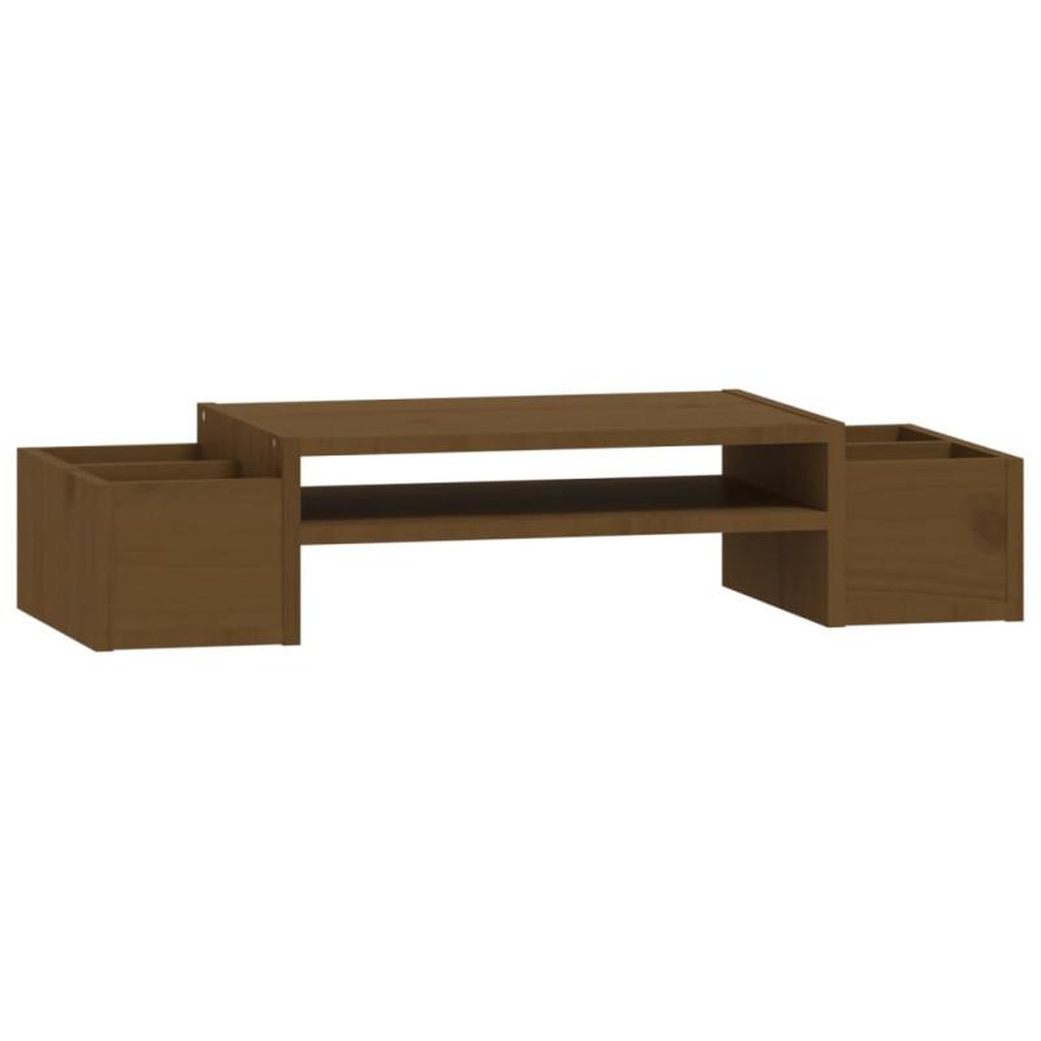 Voir la diapositive 2 : VIDAXL Support de moniteur Marron miel 70x27,5x15cm Bois de pin solide
