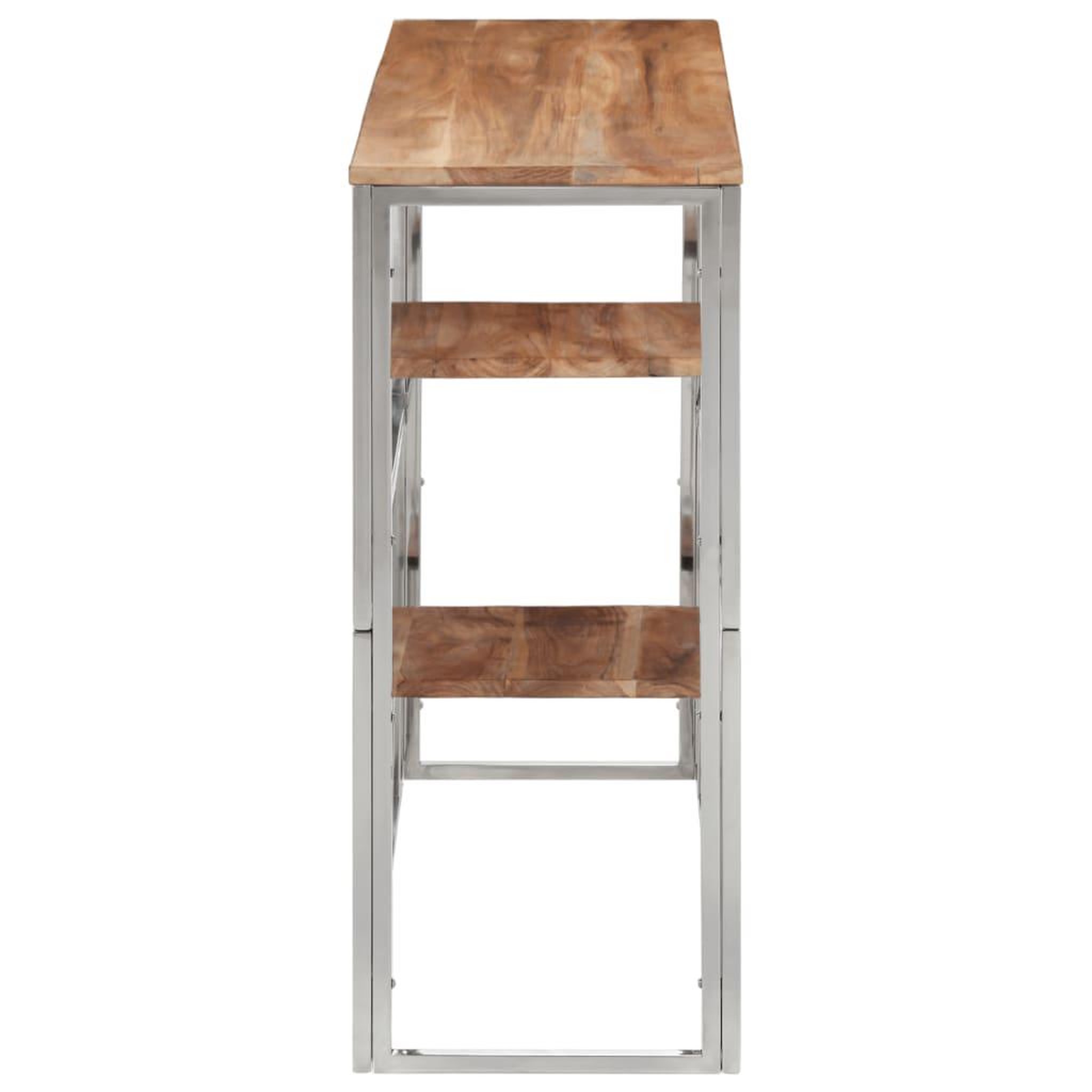 Voir la diapositive 3 : VIDAXL Table console argente acier inoxydable et bois massif d'acacia