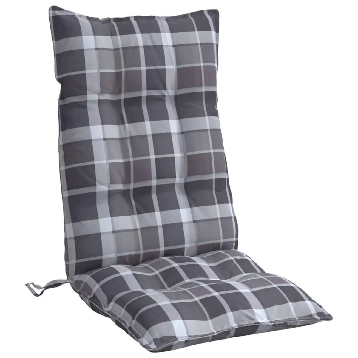 VIDAXL Coussins de chaise a dossier haut lot de 2 motif carreaux gris