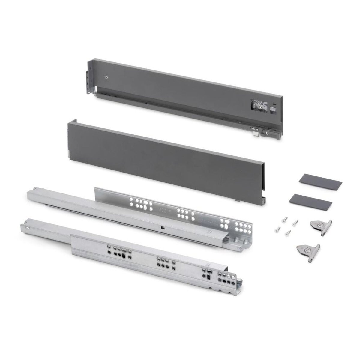 EMUCA SRL Tiroir extérieur Vertex avec réglages 3D hauteur 178mm -  40kg -  profondeur 500mm -  Acier -  Gris antracite