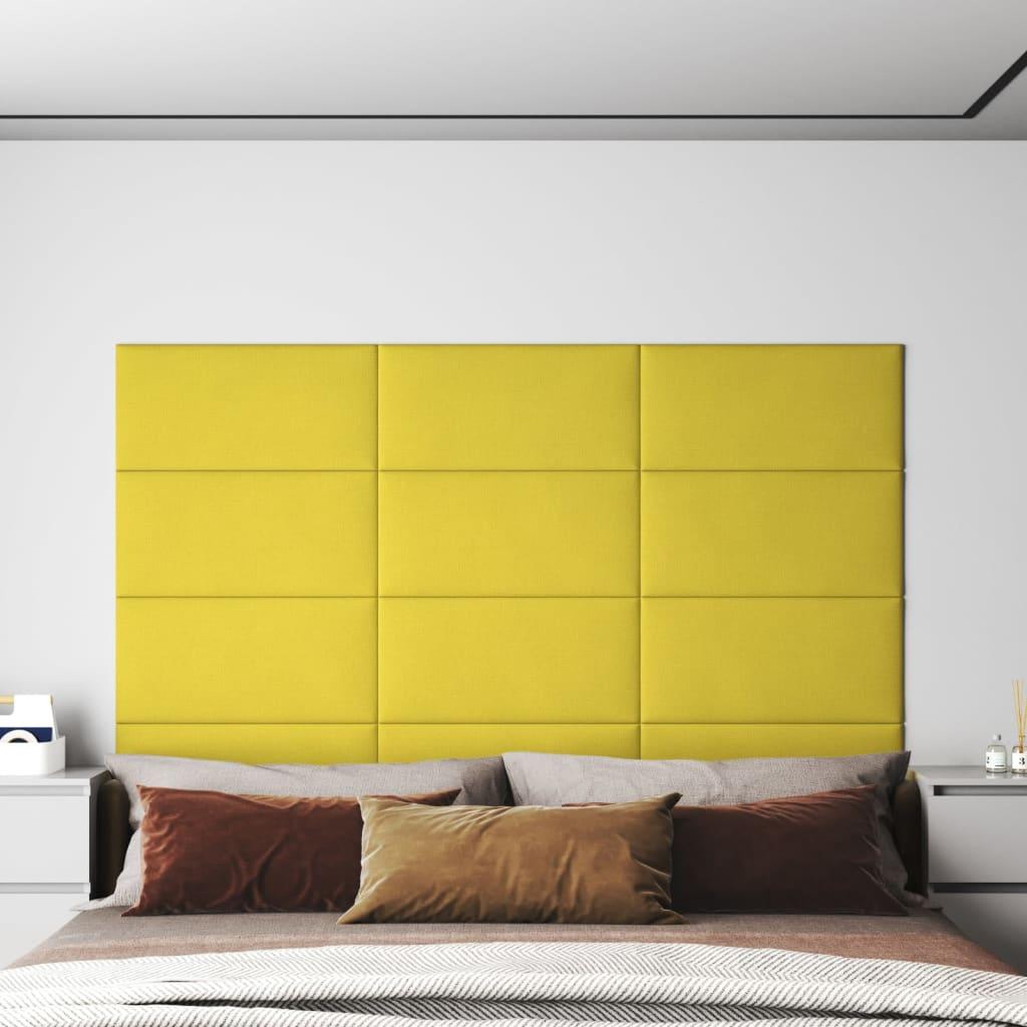 Voir la diapositive 1 : VIDAXL Panneaux muraux 12 pcs Jaune clair 60x30 cm Tissu 2,16 m^2