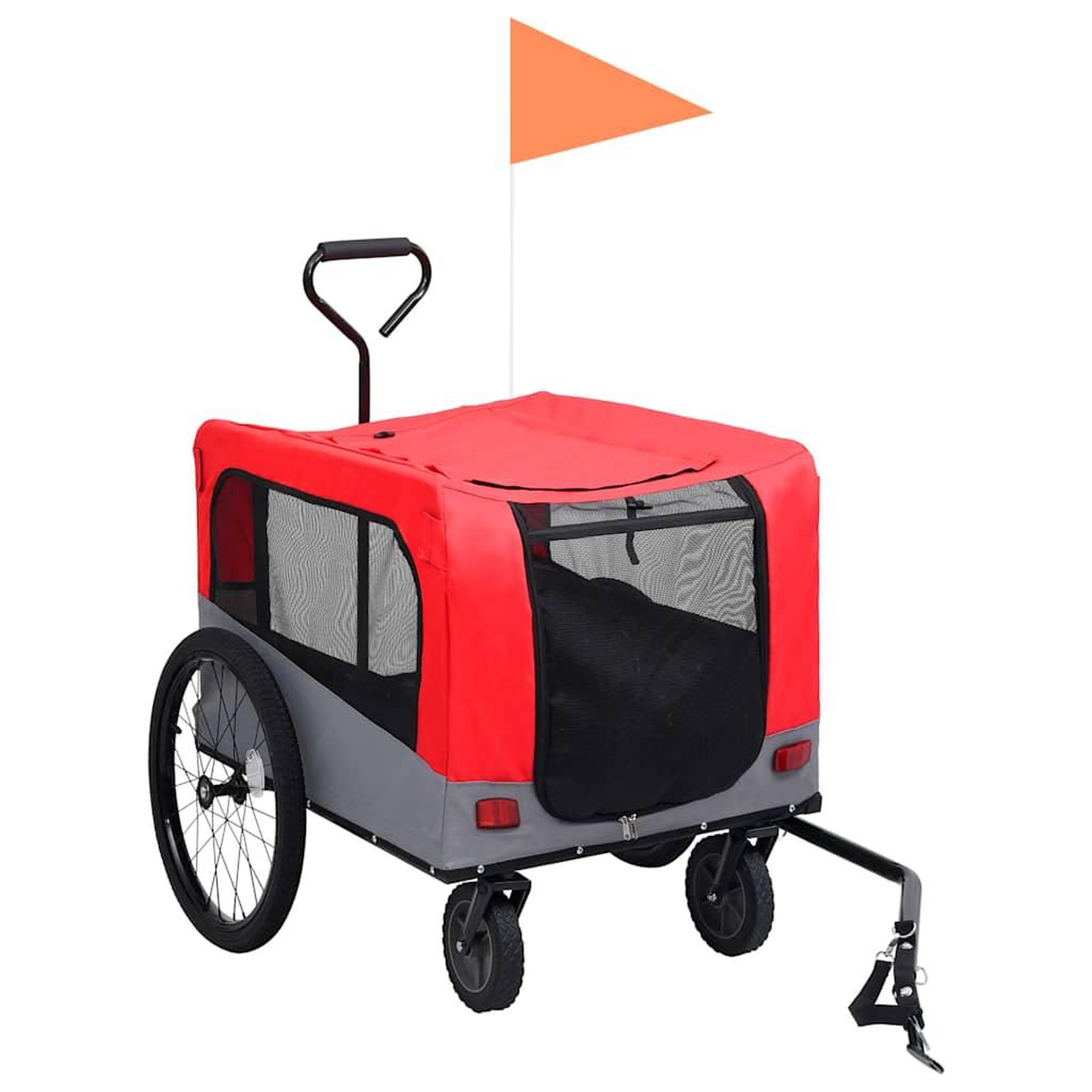 Voir la diapositive 2 : VIDAXL Remorque de velo pour chiens et poussette 2-en-1 rouge et gris