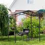 Voir la diapositive 2 : OUTSUNNY Pavillon jardin - abri barbecue - steakhouse 2 étagères - toit de barbecue - dim. 2,46L x 1,49l x 2,30H m - alu. métal noir toit polycarbonate