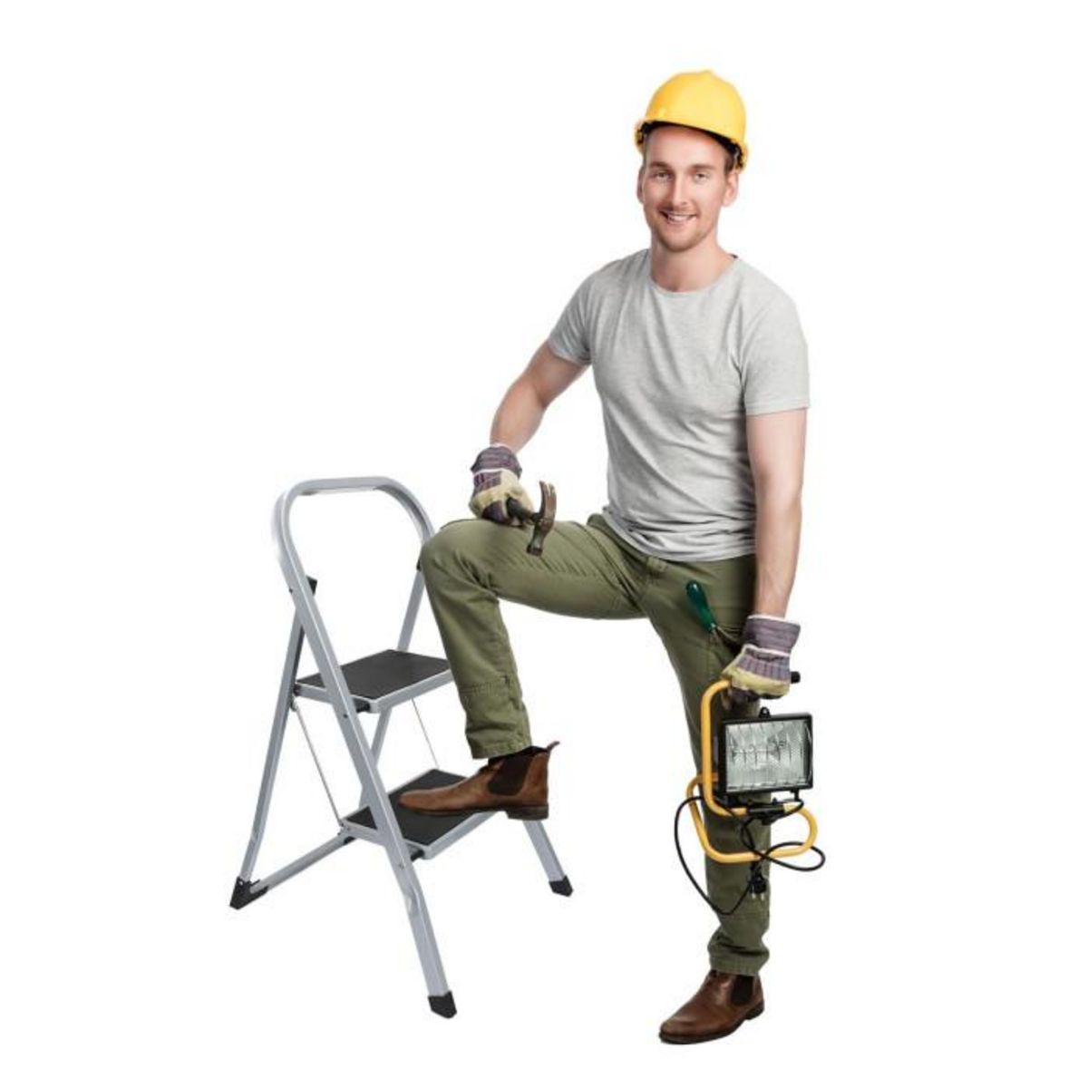 Paris Prix Escabeau 2 Marches en Métal  Confort  81cm Gris