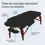 Voir la diapositive 3 : VIVEZEN Table de massage 15 cm pliante 2 zones en bois foncé avec panneau Reiki + Accessoires et housse de transport - Noir