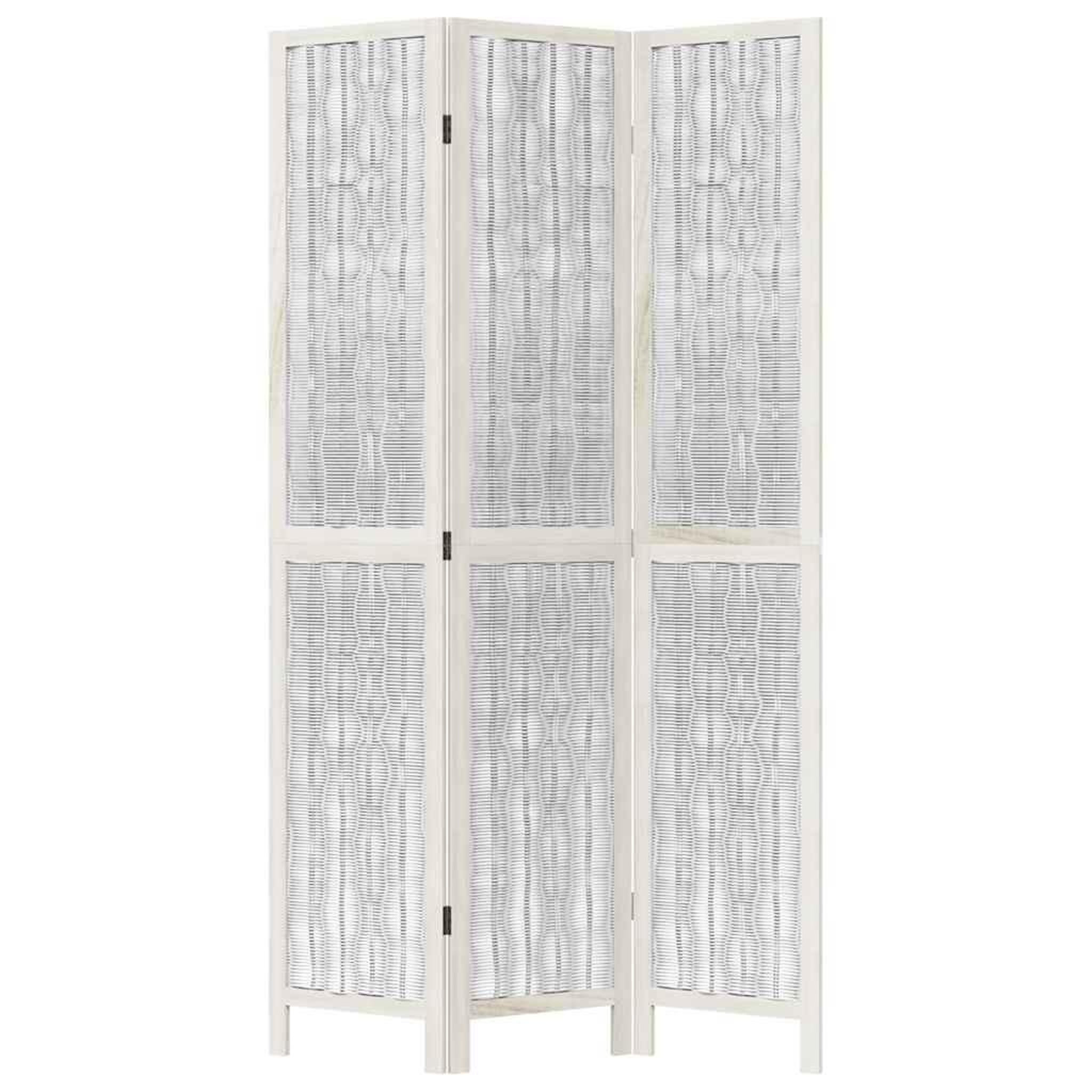 Voir la diapositive 4 : VIDAXL Cloison de separation 3 panneaux blanc bois de paulownia massif