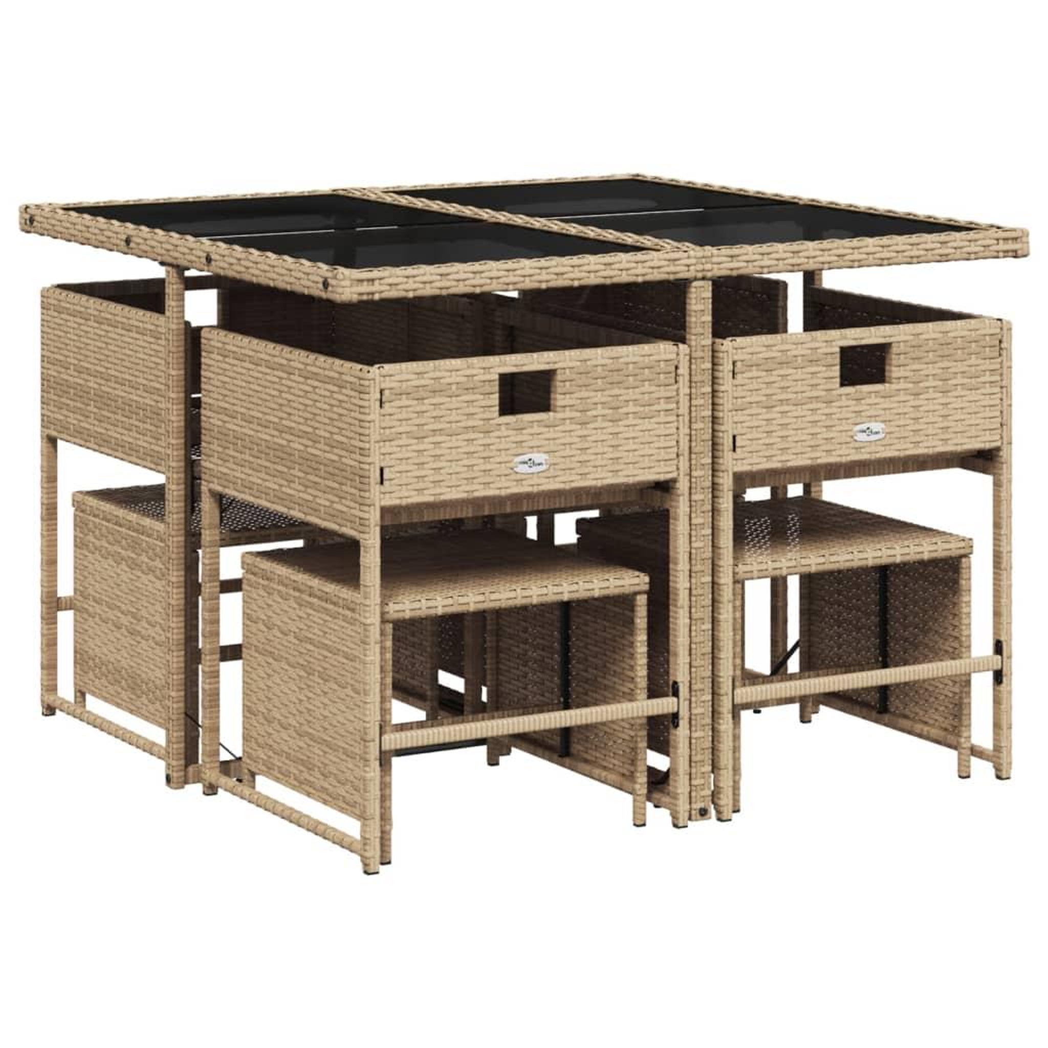Voir la diapositive 3 : VIDAXL Ensemble a manger de jardin et coussins 9 pcs beige Poly rotin