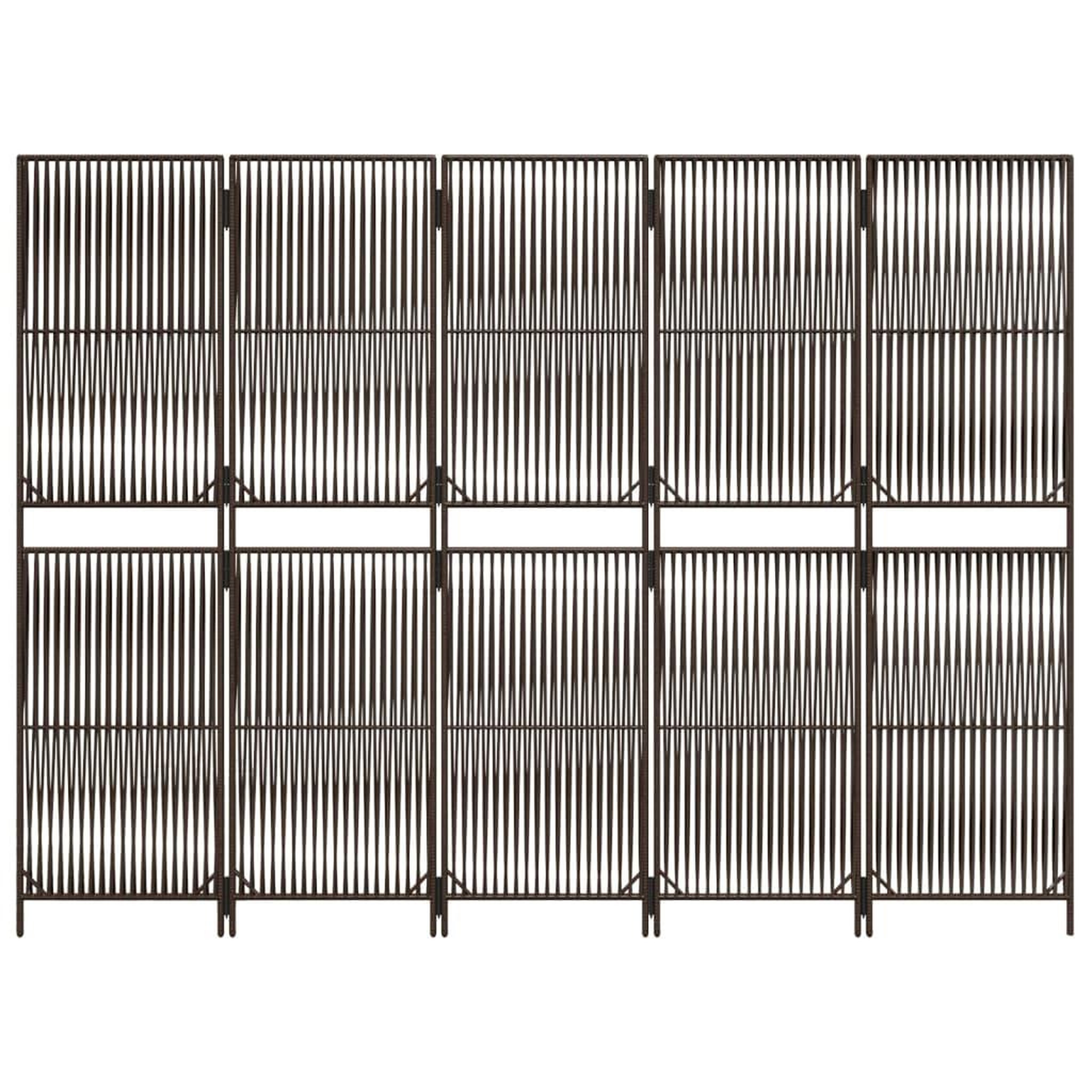 Voir la diapositive 5 : VIDAXL Cloison de separation 5 panneaux marron resine tressee