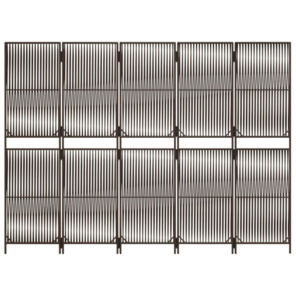 VIDAXL Cloison de separation 5 panneaux marron resine tressee