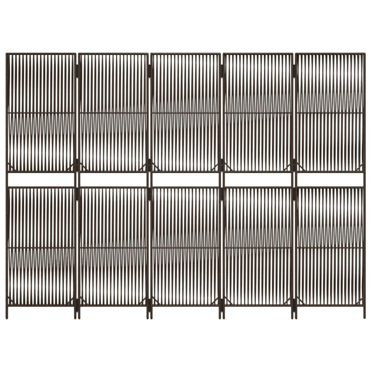VIDAXL Cloison de separation 5 panneaux marron resine tressee