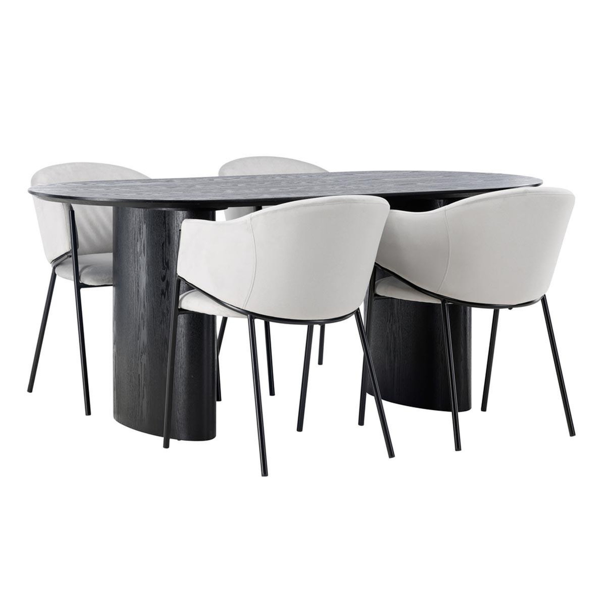 Paris Prix Ensemble table à manger & 4 chaises  isolde & evelina  180cm noir & gris