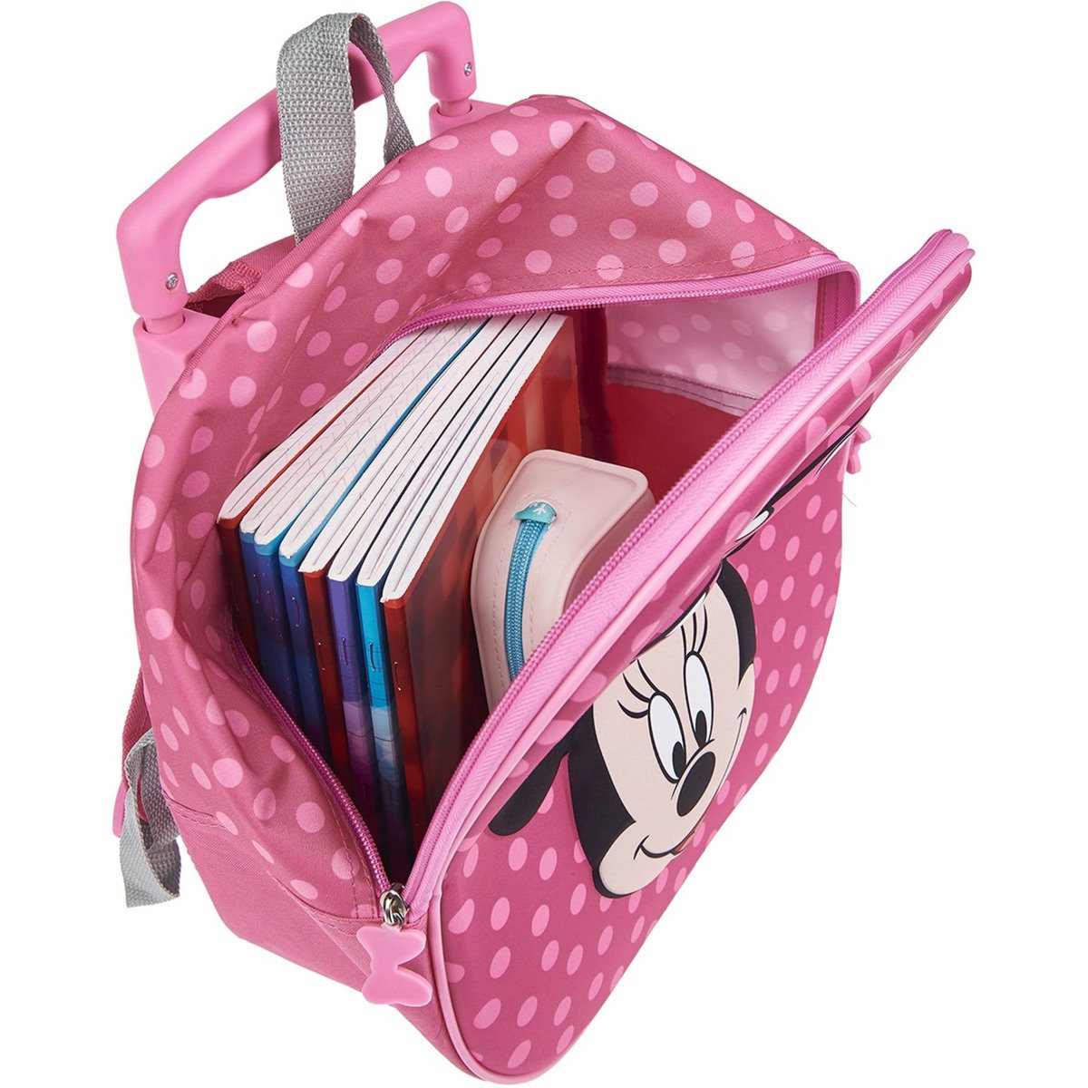 DISNEY Sac maternelle à roulettes 3D rose Minnie