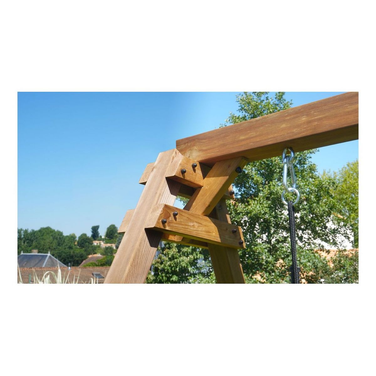 Soulet Portique balançoire avec toboggan- Bois - H2,24m PRUNE