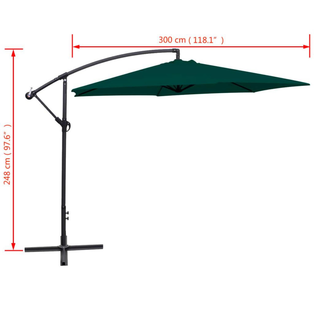 VIDAXL Parasol de jardin en porte-a-faux 3 m vert