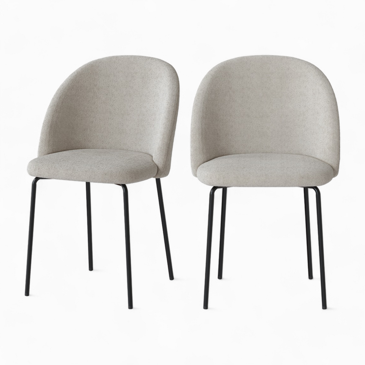 Rendez vous déco Lot de 2 chaises en tissu bouclette beige - Karl