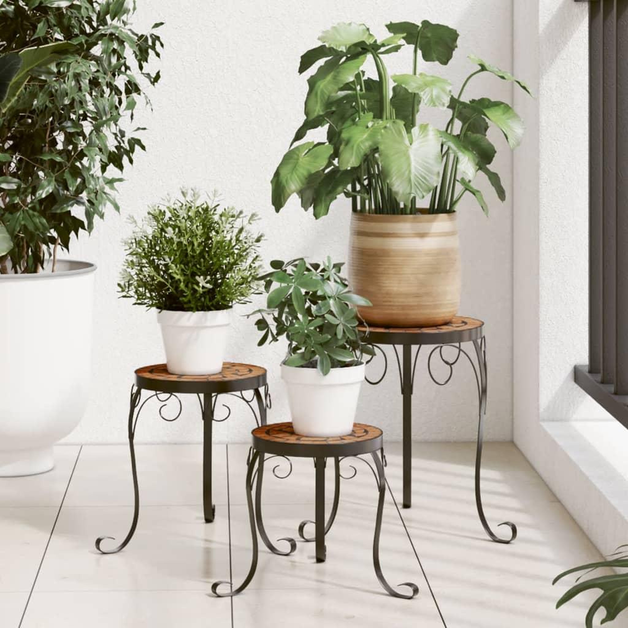 VIDAXL Supports de plantes 3 pcs terre cuite ceramique