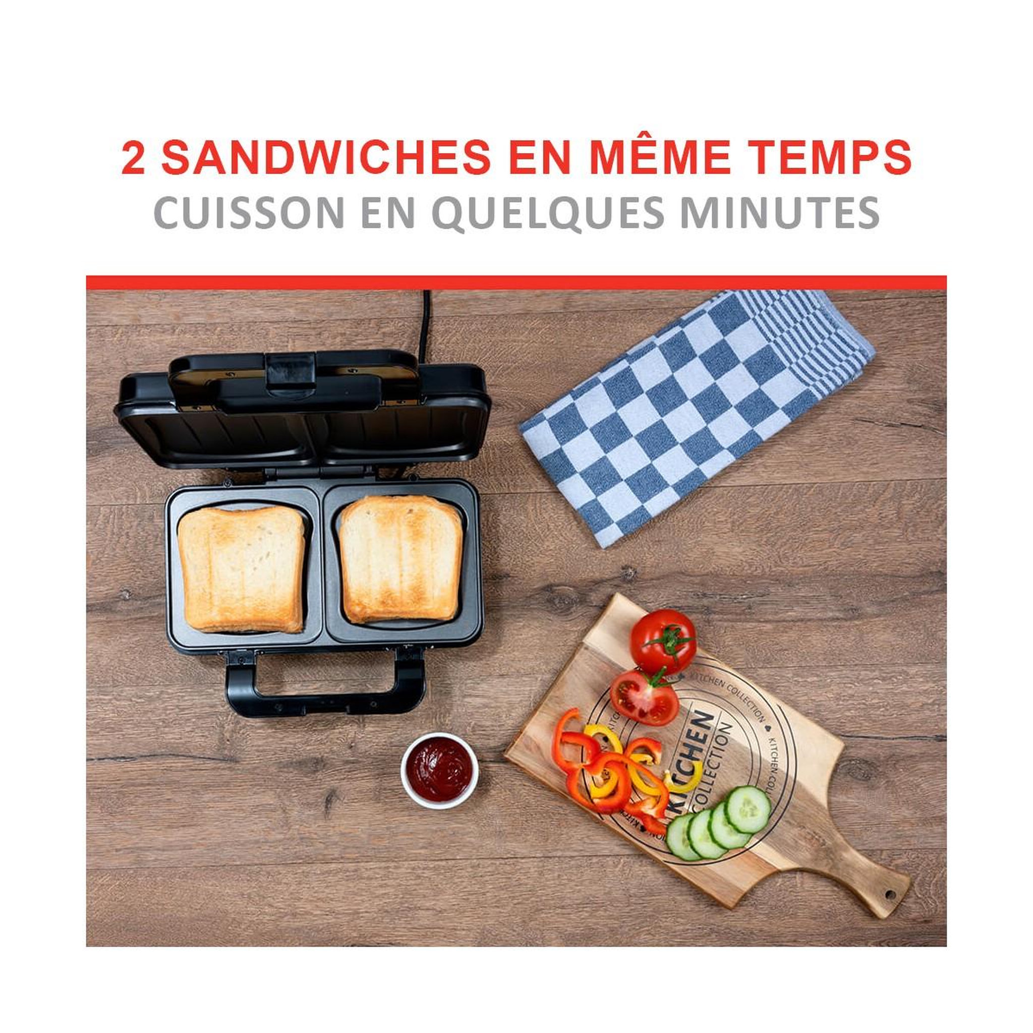 Voir la diapositive 3 : Alpina Appareil à croque monsieur 900W Plaque anti-adhésive ALPINA