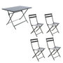 Voir la diapositive 1 : HESPERIDE Ensemble table de jardin pliante + 4 chaises Greensboro - Graphite