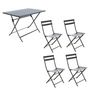 Voir la diapositive 1 : HESPERIDE Ensemble table de jardin pliante + 4 chaises Greensboro - Graphite