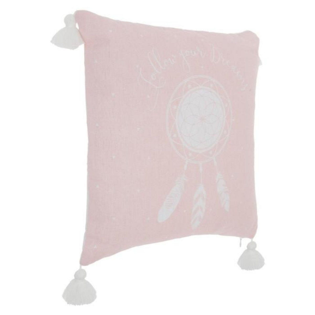ATMOSPHERA Coussin Déco  4 Pompons  40x40cm Rose