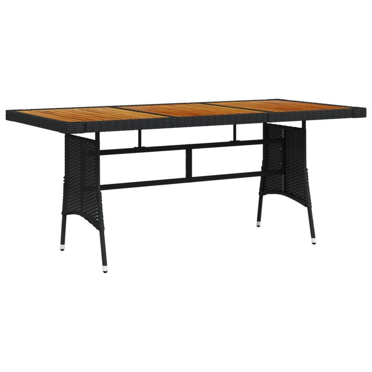 VIDAXL Table de jardin Noir 160x70x72 cm Resine tressee et acacia